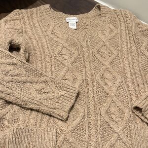 Soft Surroundings Cable Knit Cardigan - Tan